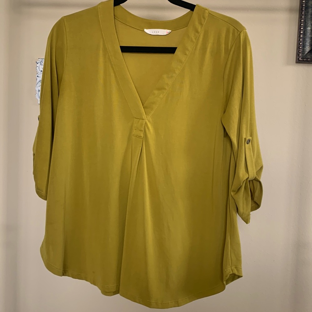 Lush flowy mustard chartreuse blouse top